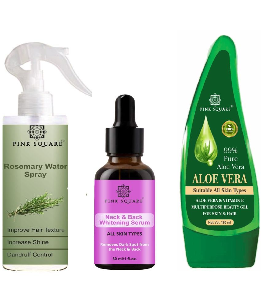     			Rosemary water Hair Spray for Hair Regrowth (100ml), Neck and Back Serum for brightening Skin (30ml) & Aloe vera Gel (100ml) Combo of 3