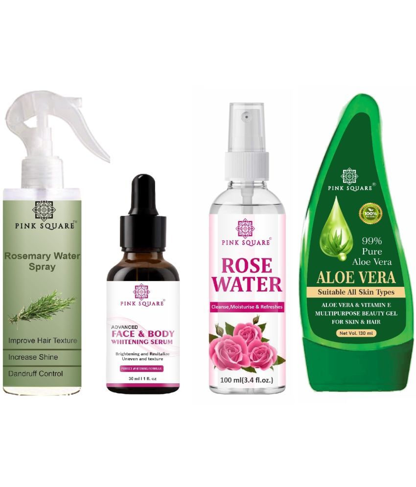     			Rosemary water Hair Spray for Hair Regrowth (100ml), Face and Bady Whitening Serum (30ml), Rose Water (100ml) & Aloe vera Gel (100ml) Combo of 4