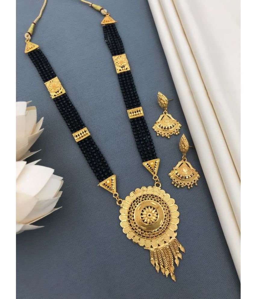     			Ruyu Black Brass Necklace Set ( Pack of 1 )