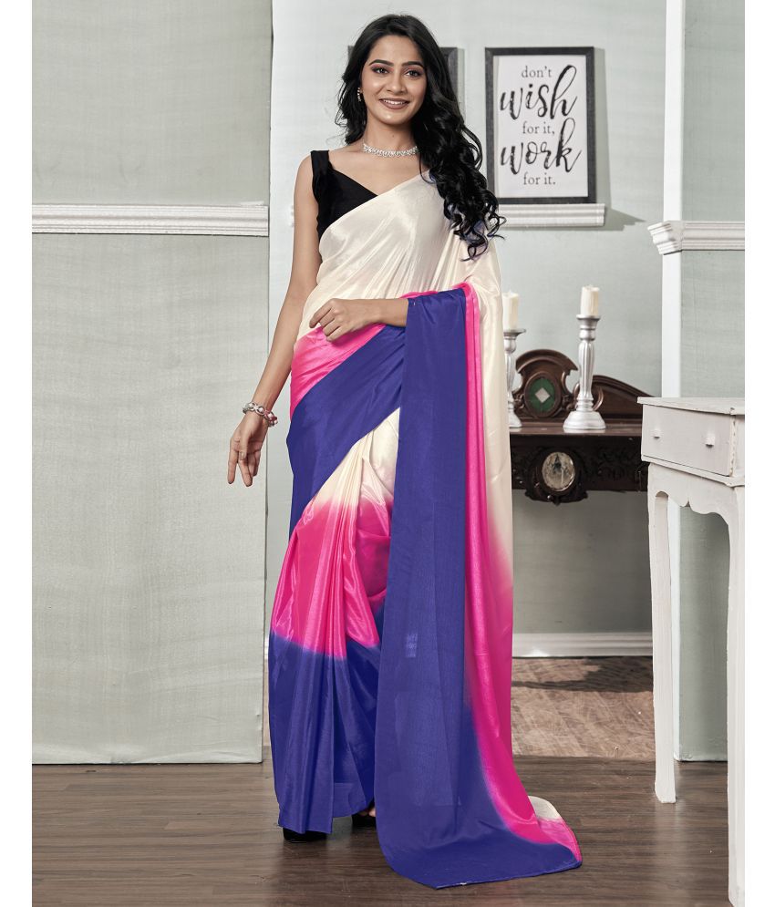     			Samah Chiffon Solid Saree With Blouse Piece - Pink ( Pack of 1 )