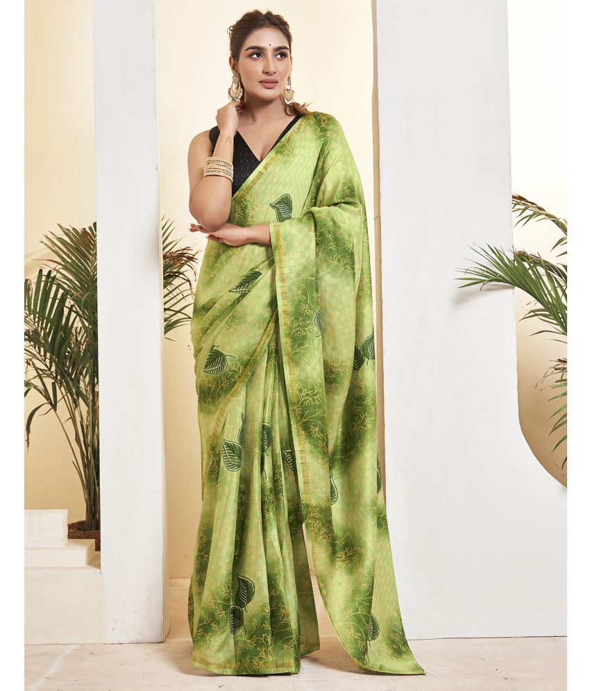     			Samah Silk Blend Woven Saree With Blouse Piece - Green ( Pack of 1 )