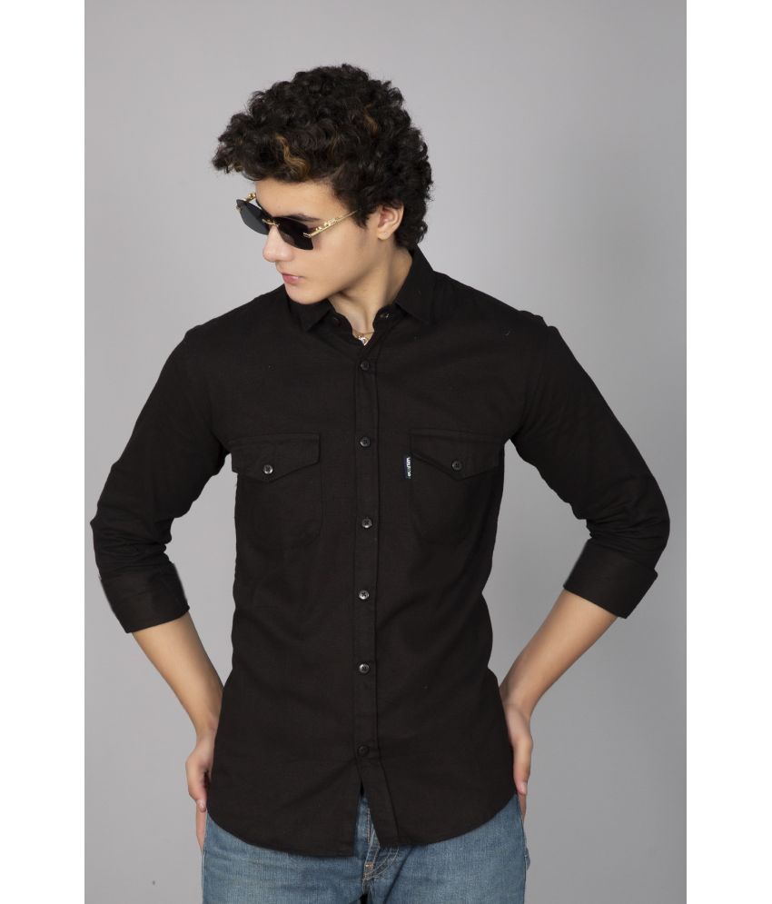     			TOROLY 100% Cotton Slim Fit Solids Full Sleeves Men's Casual Shirt - Black ( Pack of 1 )