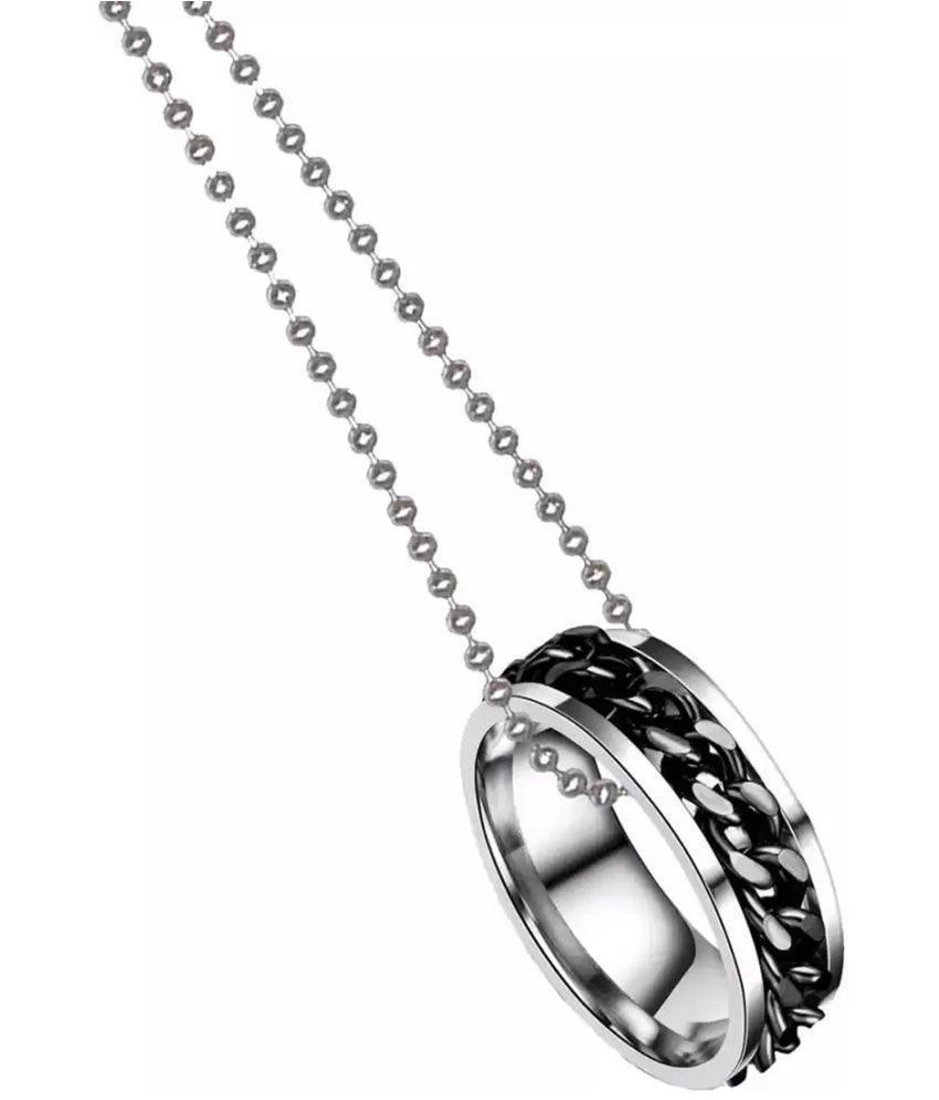     			Thrillz Exclusively Stainless Steel Silver Chain Ring Pendant Necklace For Men Boys
