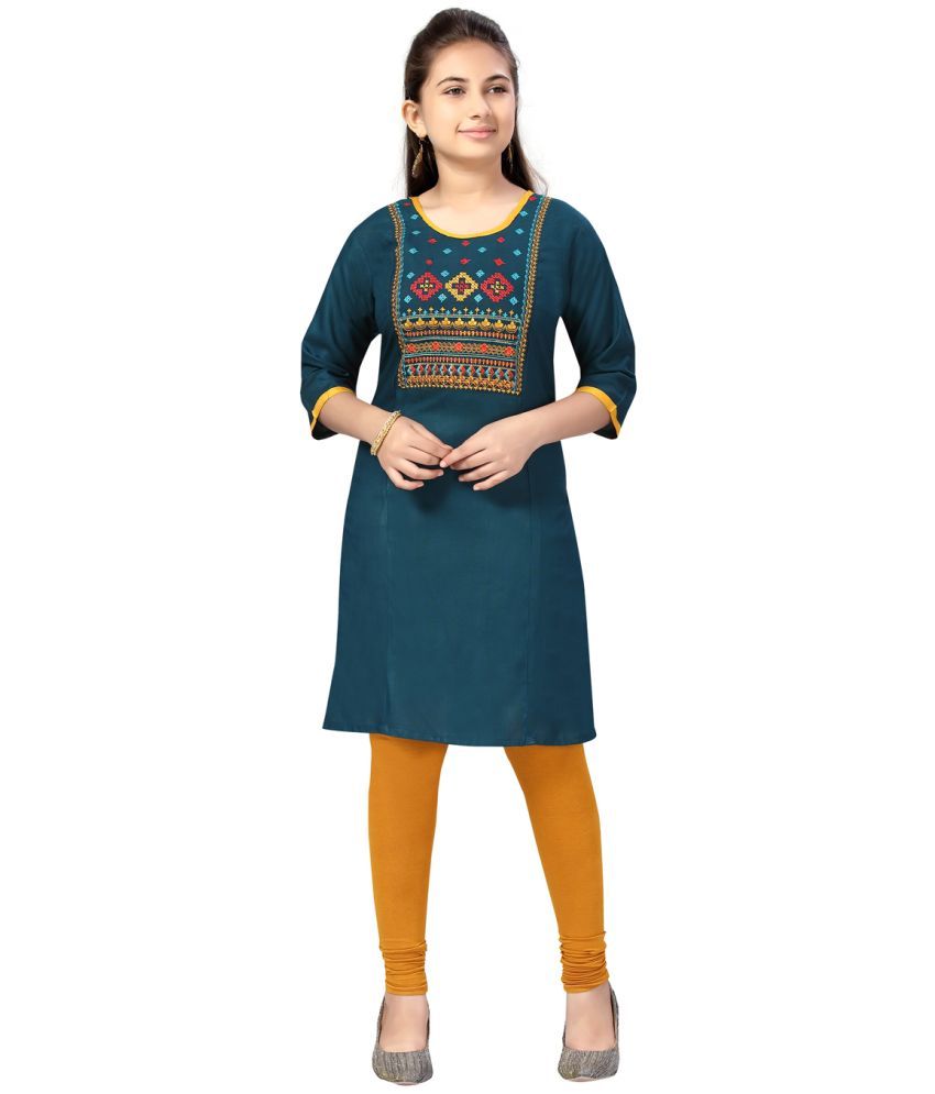     			Aarika Dark Green Cotton Girls Kurti ( Pack of 1 )