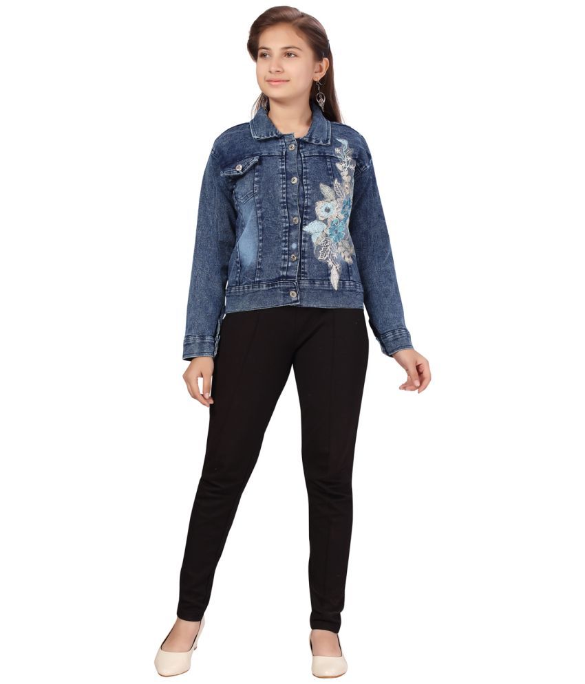     			Aarika Denim Blue Denim Girl's Denim Jackets ( Pack of 1 )