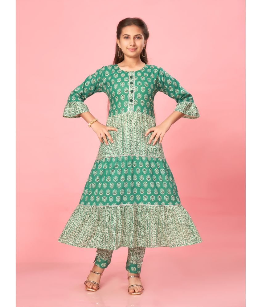     			Aarika Green Cotton Girls Kurti ( Pack of 1 )