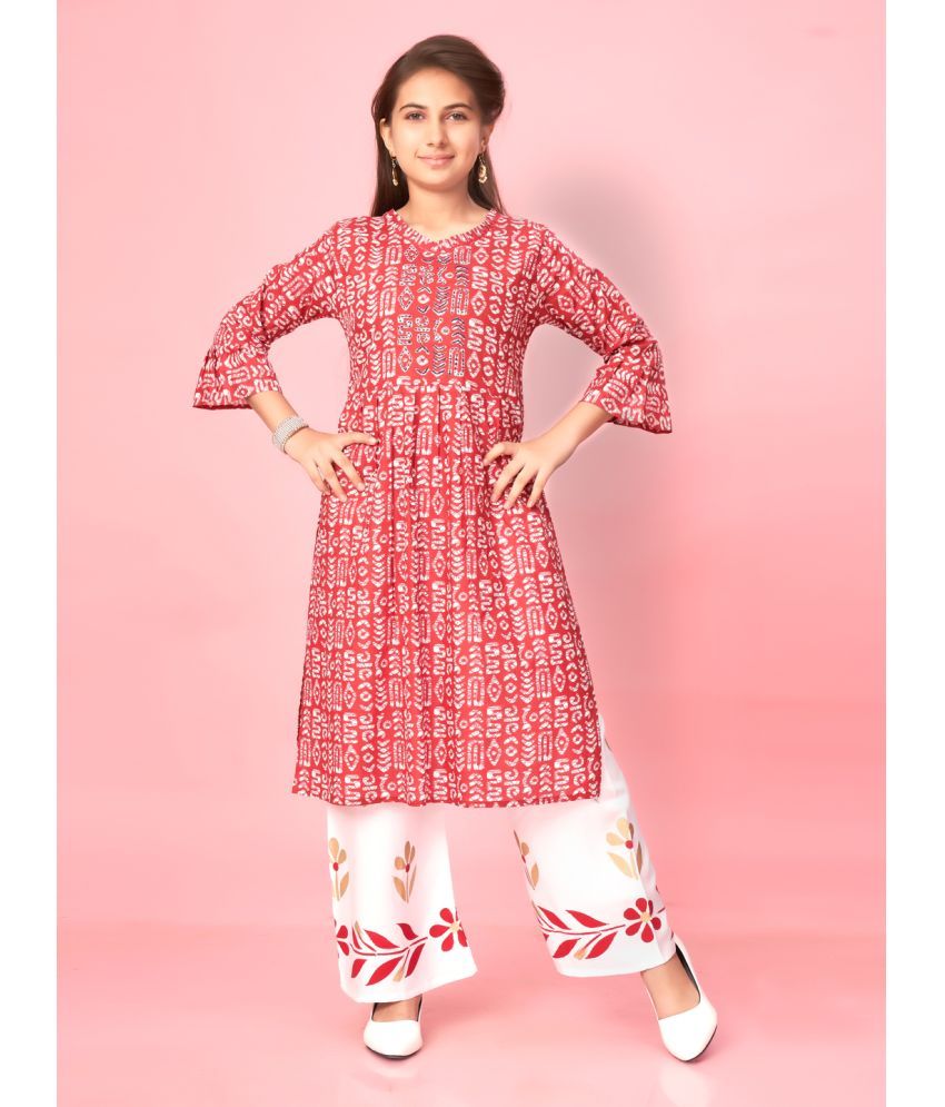     			Aarika Girls Cotton Kurta and Trousers Set ( Pack of 1 , Maroon )