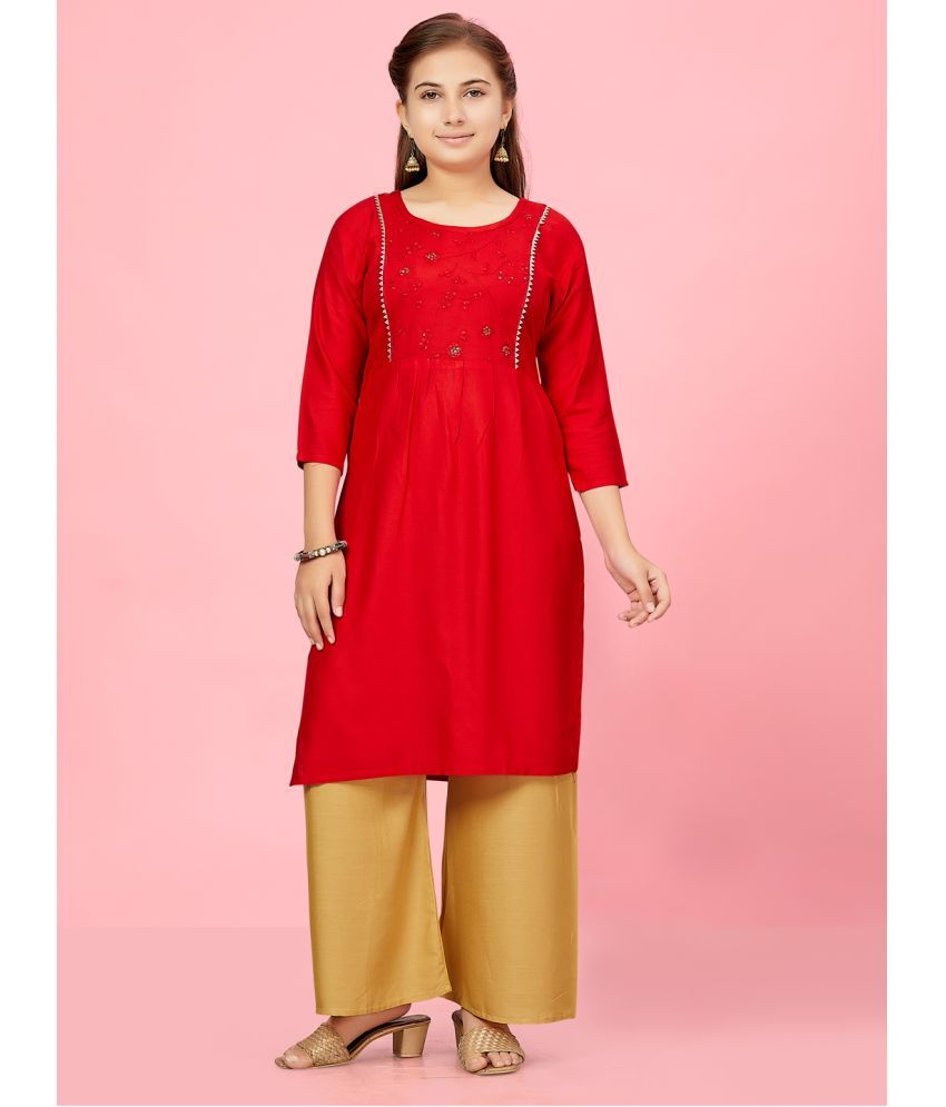     			Aarika Red Rayon Girls Kurti ( Pack of 1 )