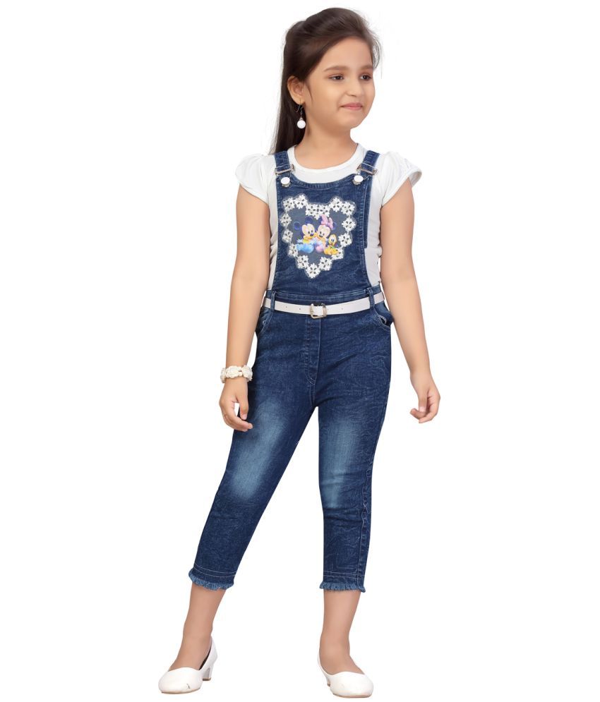     			Aarika - White Denim Girls Jumpsuit ( Pack of 1 )