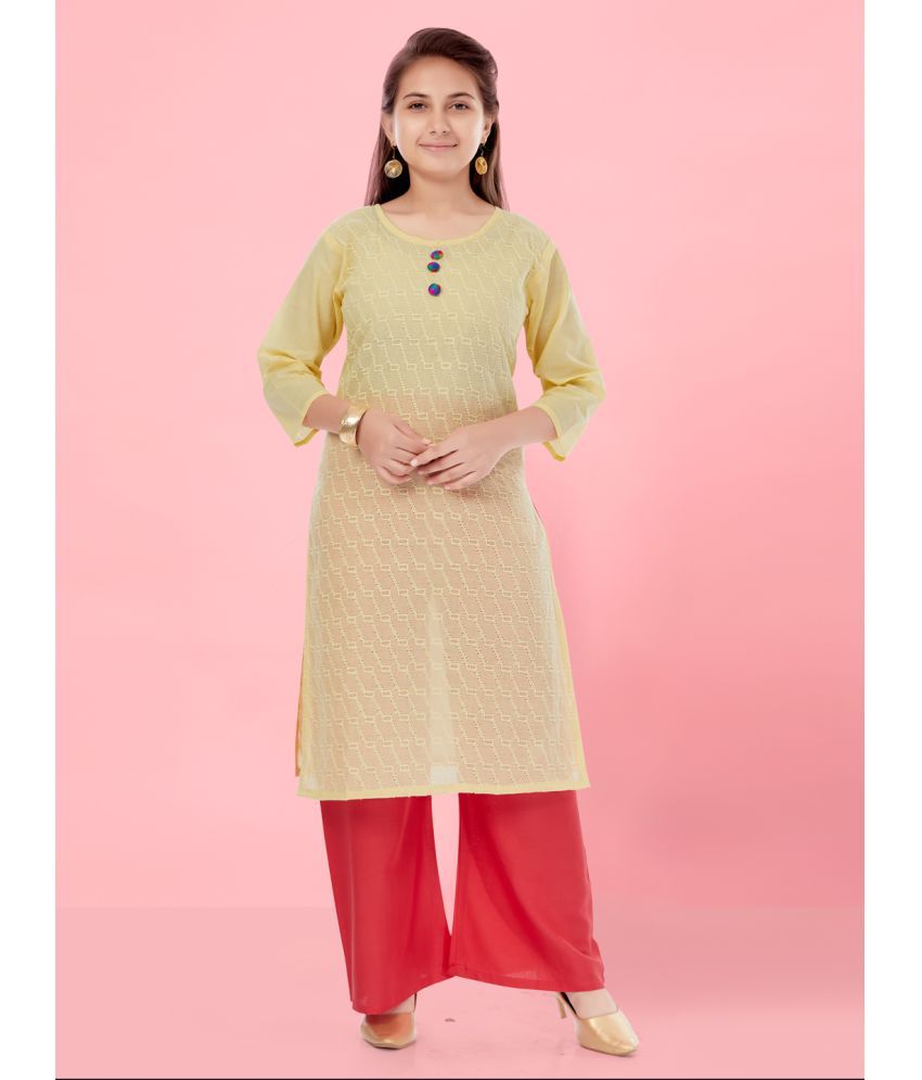     			Aarika Yellow Cotton Girls Kurta and Trousers Set ( Pack of 1 )