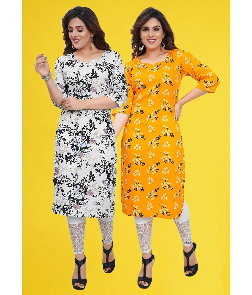     			Colorscube Crepe Printed Straight Women's Kurti - Multicolor ( Pack of 2 )