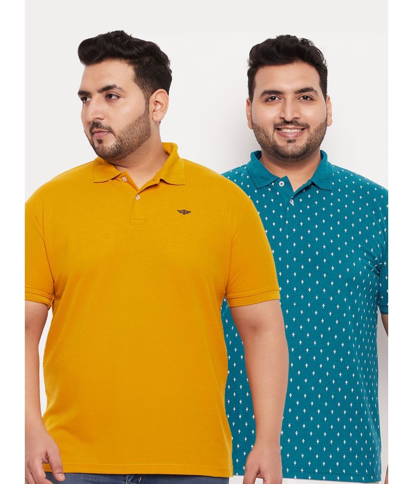     			GET GOLF Cotton Blend Regular Fit Solid Half Sleeves Men's Polo T Shirt - Mustard ( Pack of 2 )