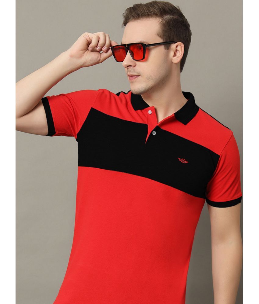     			GET GOLF Cotton Blend Regular Fit Colorblock Half Sleeves Men's Polo T Shirt - Red ( Pack of 1 )