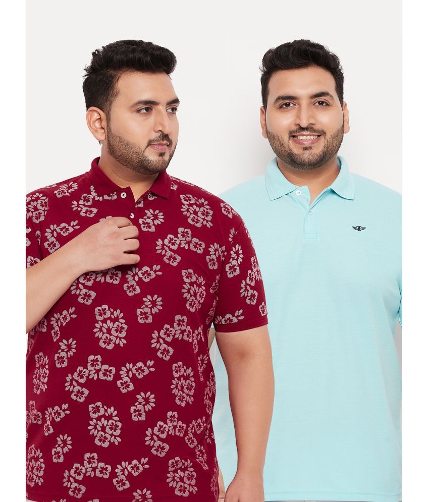     			GET GOLF Cotton Blend Regular Fit Printed Half Sleeves Men's Polo T Shirt - Maroon ( Pack of 2 )