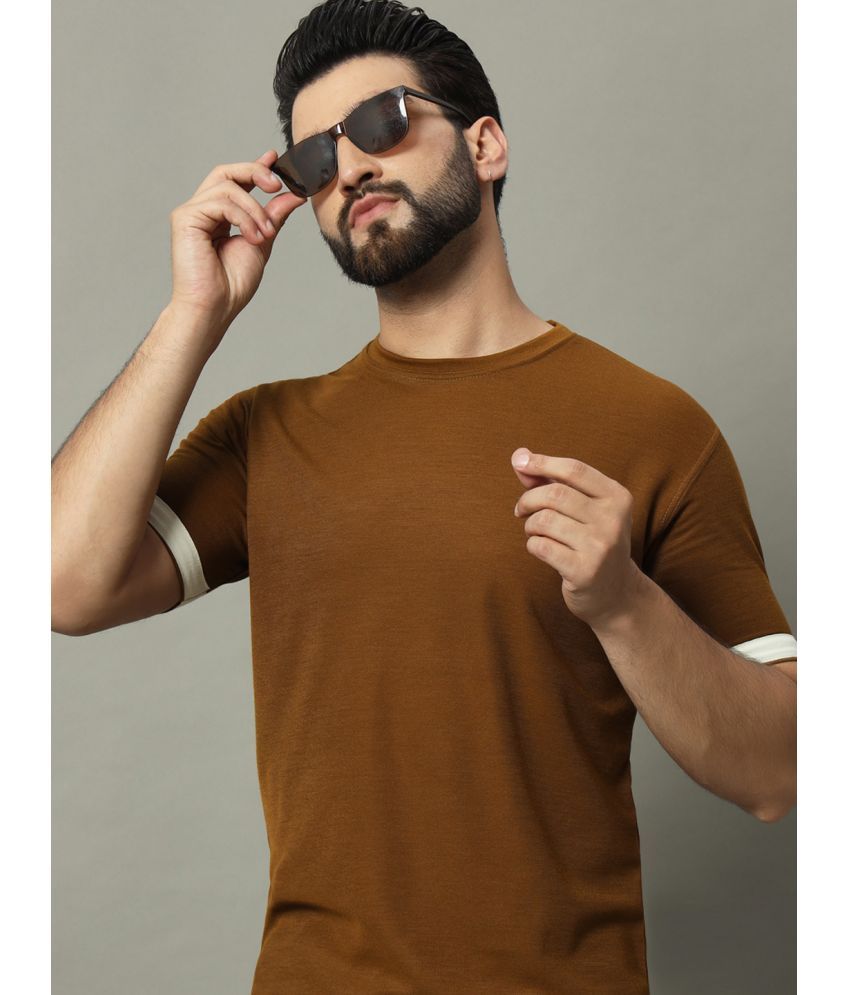     			GET GOLF Cotton Blend Regular Fit Solid Half Sleeves Men's T-Shirt - Brown ( Pack of 1 )