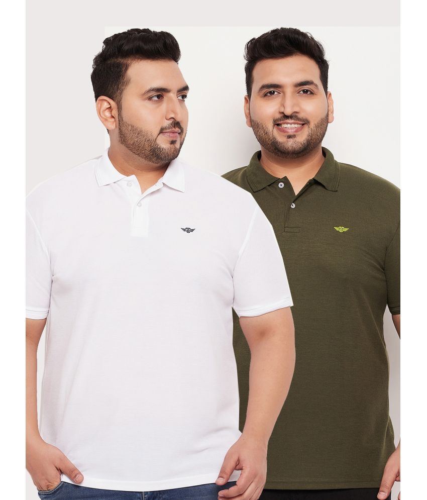     			GET GOLF Cotton Blend Regular Fit Solid Half Sleeves Men's Polo T Shirt - White ( Pack of 2 )