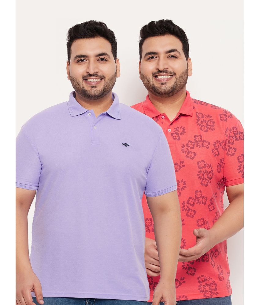     			GET GOLF Cotton Blend Regular Fit Solid Half Sleeves Men's Polo T Shirt - Lavender ( Pack of 2 )