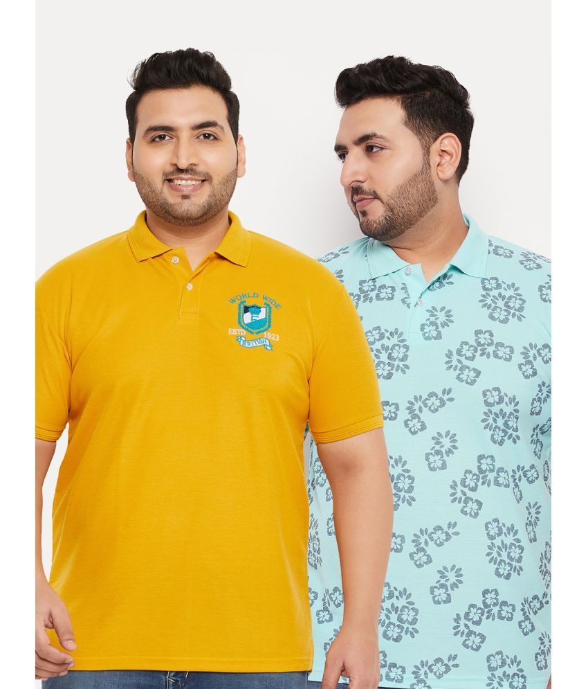     			GET GOLF Cotton Blend Regular Fit Solid Half Sleeves Men's Polo T Shirt - Mustard ( Pack of 2 )