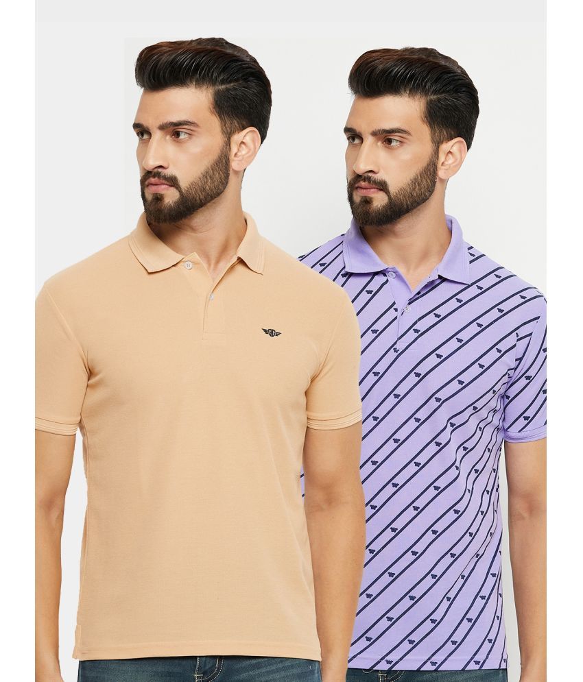     			GET GOLF Cotton Blend Regular Fit Solid Half Sleeves Men's Polo T Shirt - Beige ( Pack of 2 )