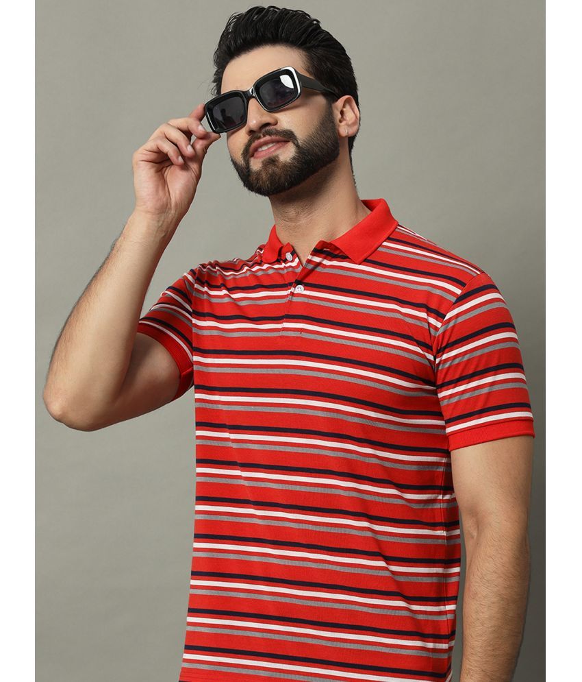     			GET GOLF Cotton Blend Regular Fit Striped Half Sleeves Men's Polo T Shirt - Orange ( Pack of 1 )