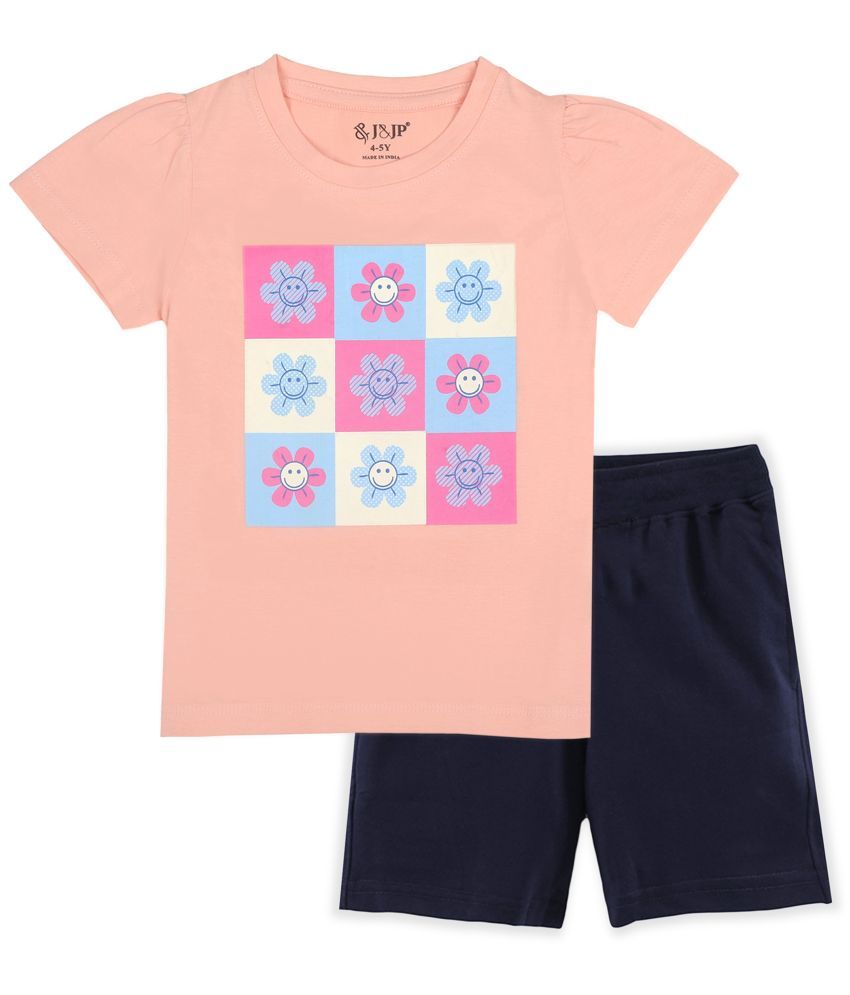     			J&JP Multicolor Cotton Blend Girls Top With Shorts ( Pack of 1 )