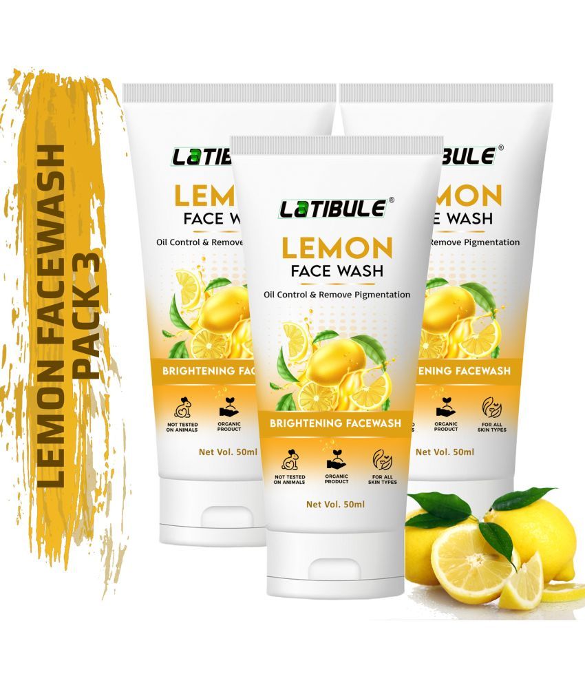     			Latibule Lemon Face Wash For Brightening skin, Oil Control, Remove Pigmentation 50ml, Pack of 3