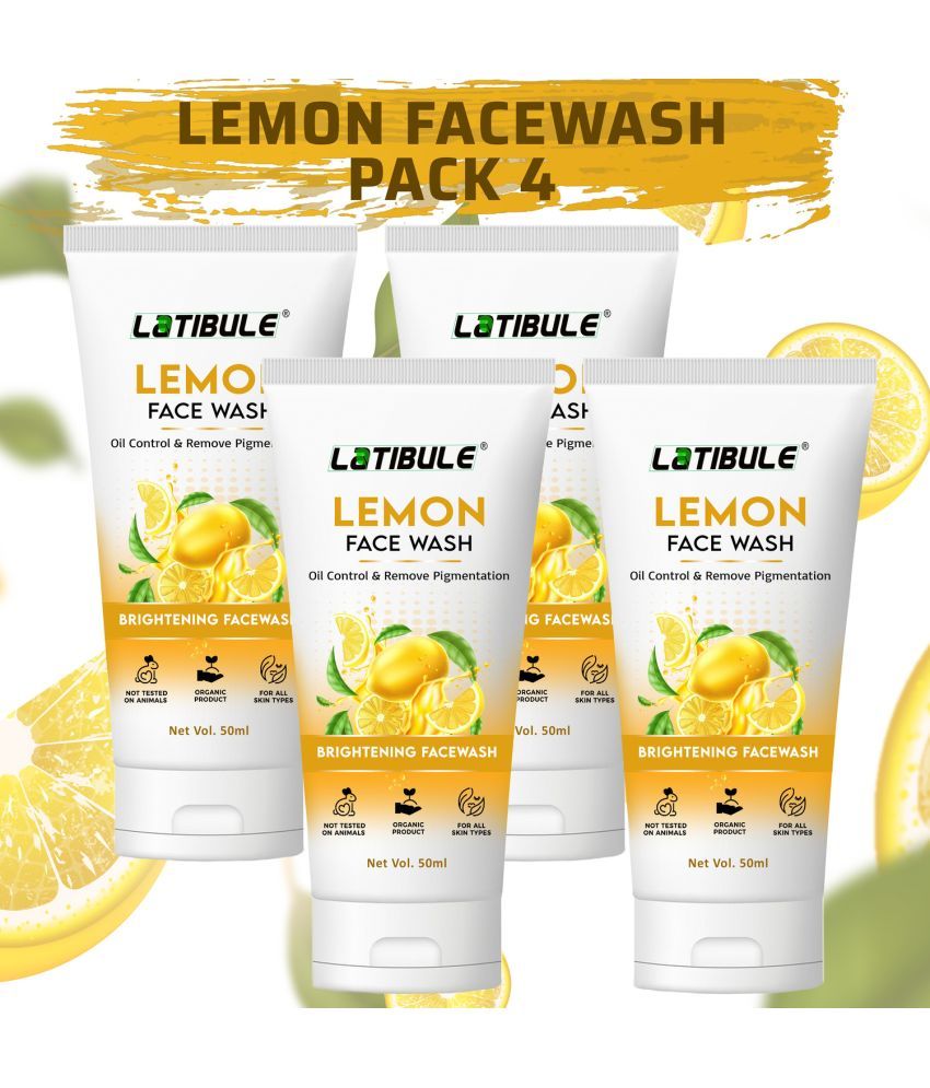     			Latibule Lemon Face Wash For Brightening skin, Oil Control, Remove Pigmentation 50ml, Pack of 4