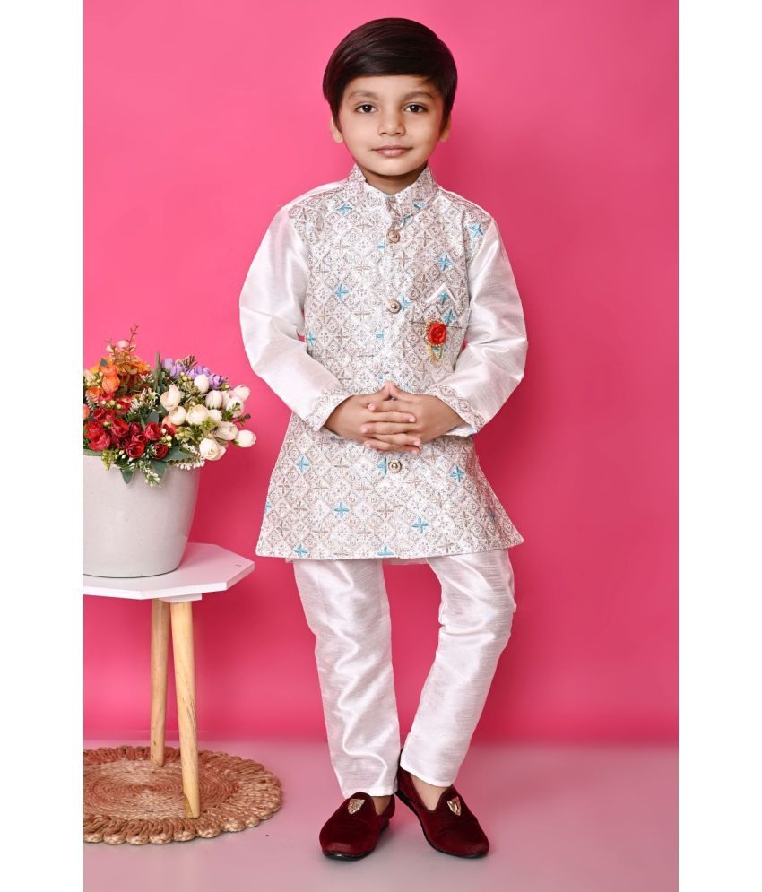     			New Collection Cream Cotton Blend Boys Kurta Sets ( Pack of 1 )