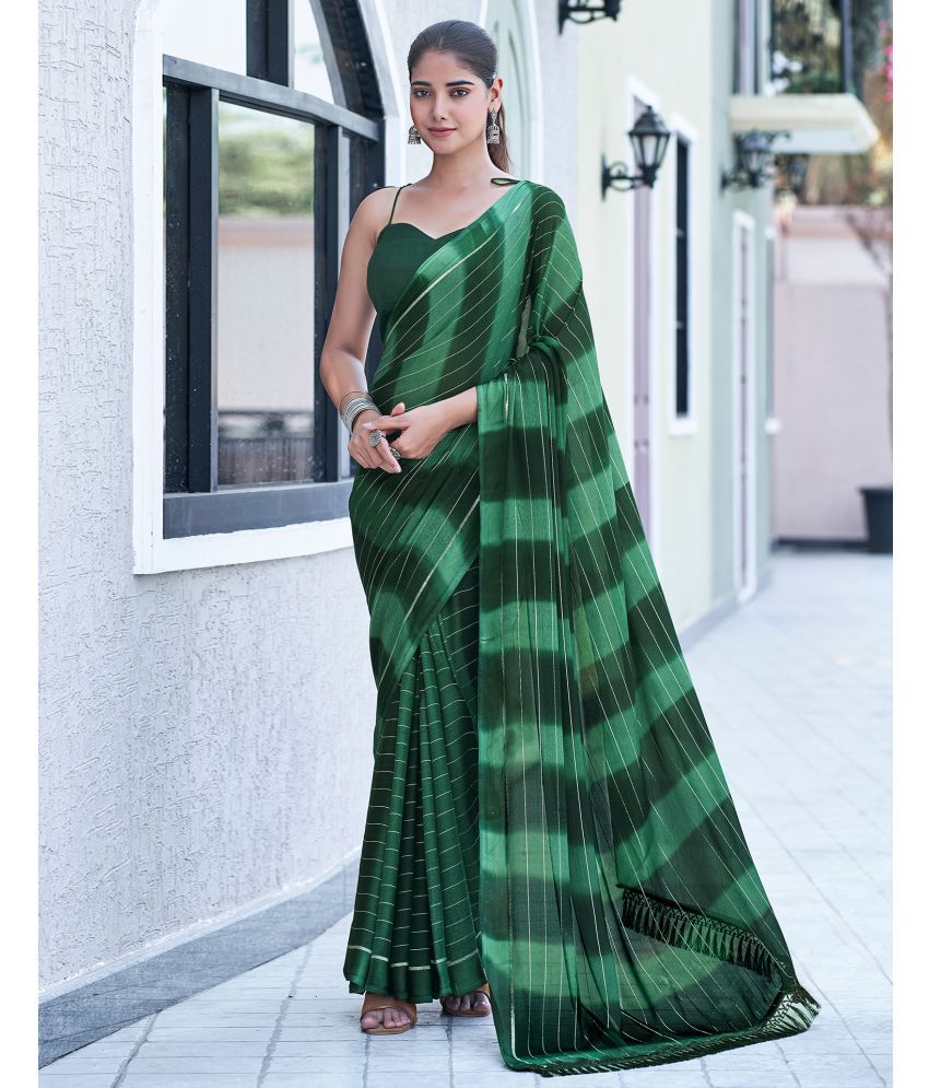     			Satrani Georgette Printed Saree With Blouse Piece - Green ( Pack of 1 )