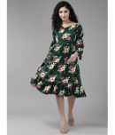 Aarika Georgette Printed Midi Women's Fit & Flare Dress - Green ( Pack of 1 )