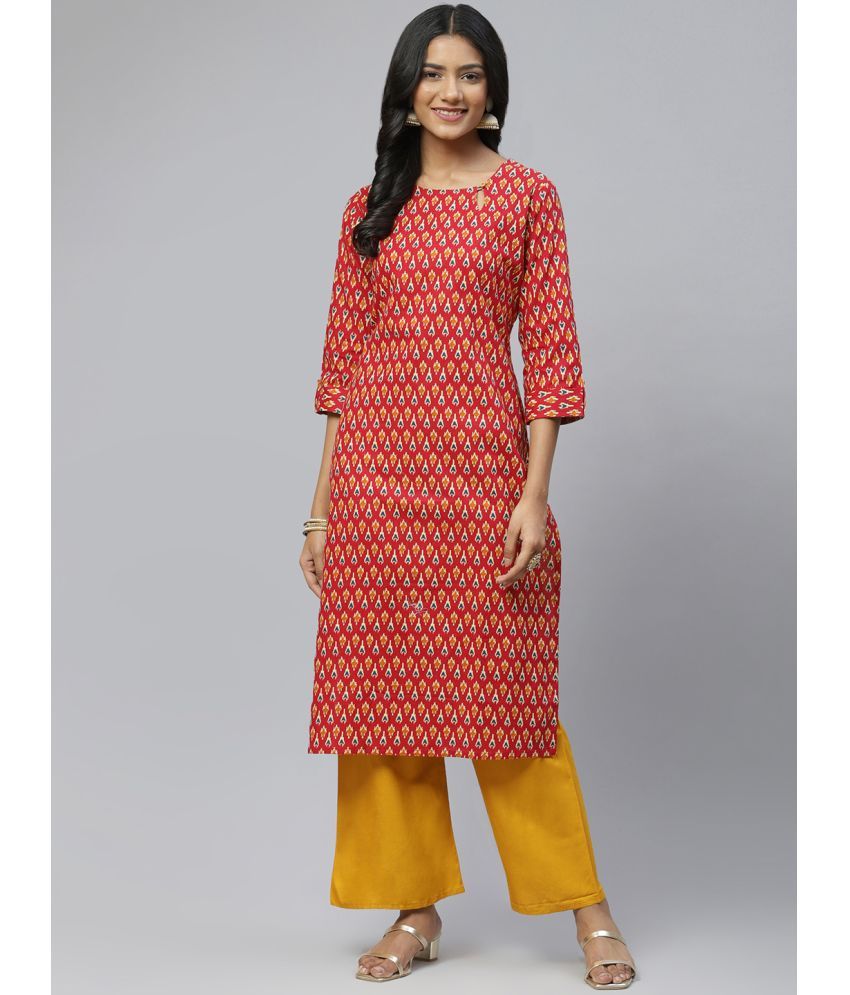     			Aarika Cotton Printed Straight Women's Kurti - Red ( Pack of 1 )