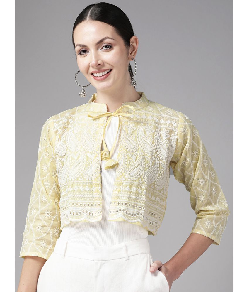     			Aarika - Cotton Yellow Ethnic Jacket