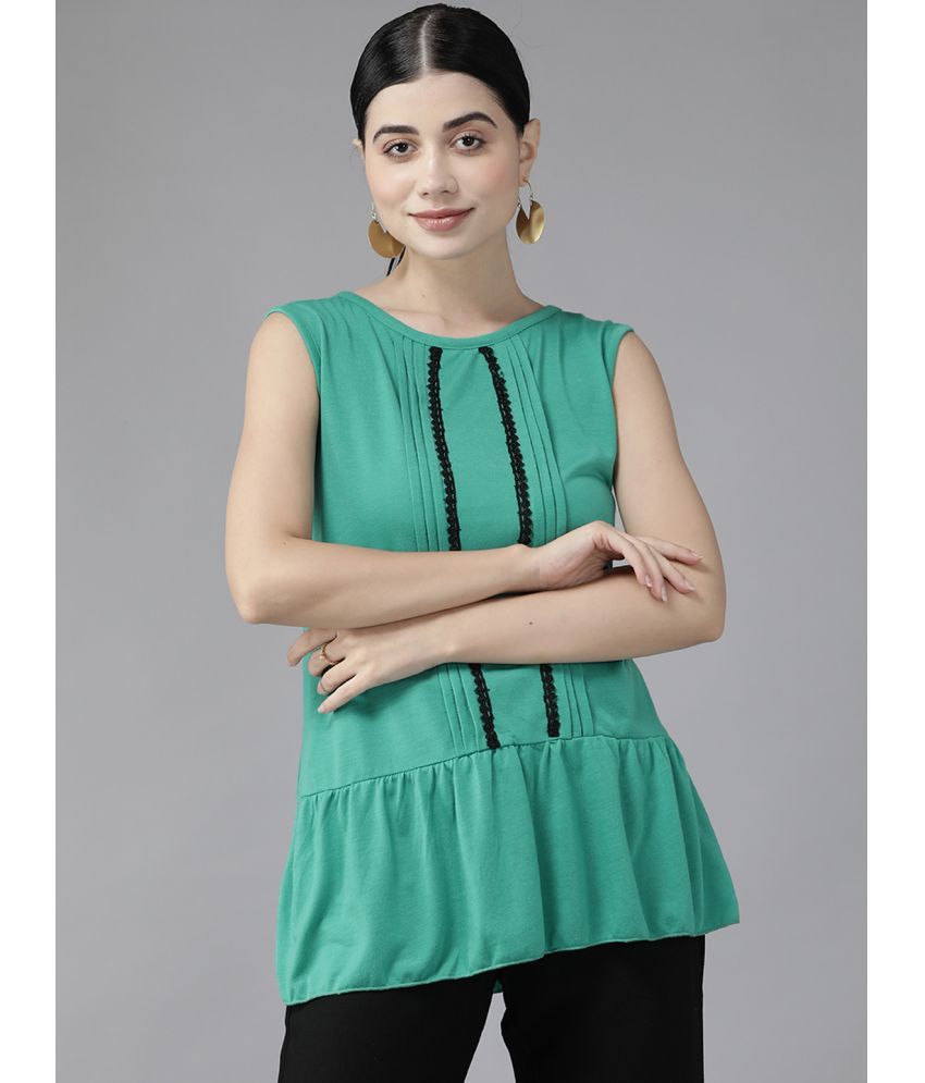     			Aarika Green Georgette Women's Peplum Top ( Pack of 1 )