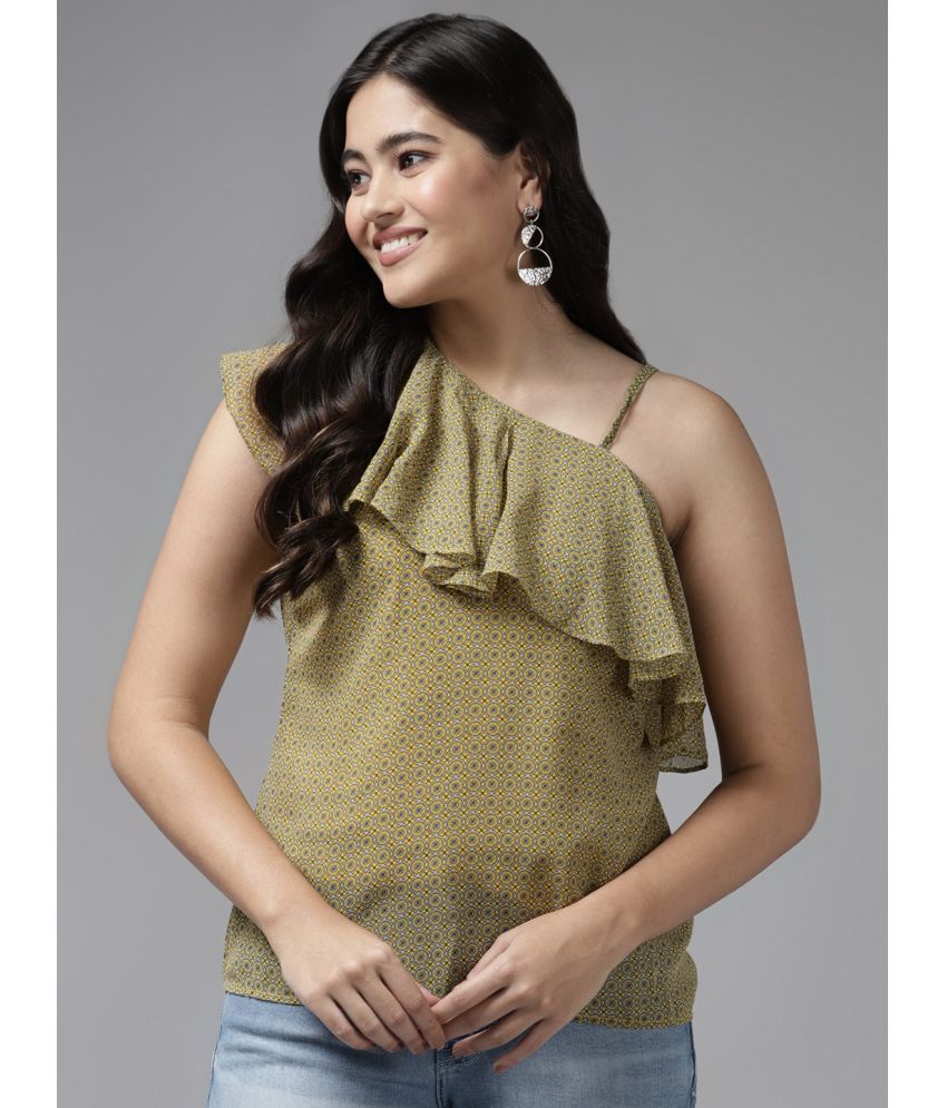     			Aarika Olive Georgette Women's Asymmetrical Top ( Pack of 1 )