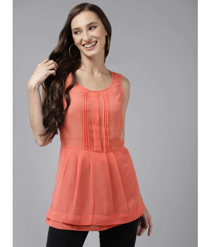     			Aarika Orange Georgette Women's Peplum Top ( Pack of 1 )