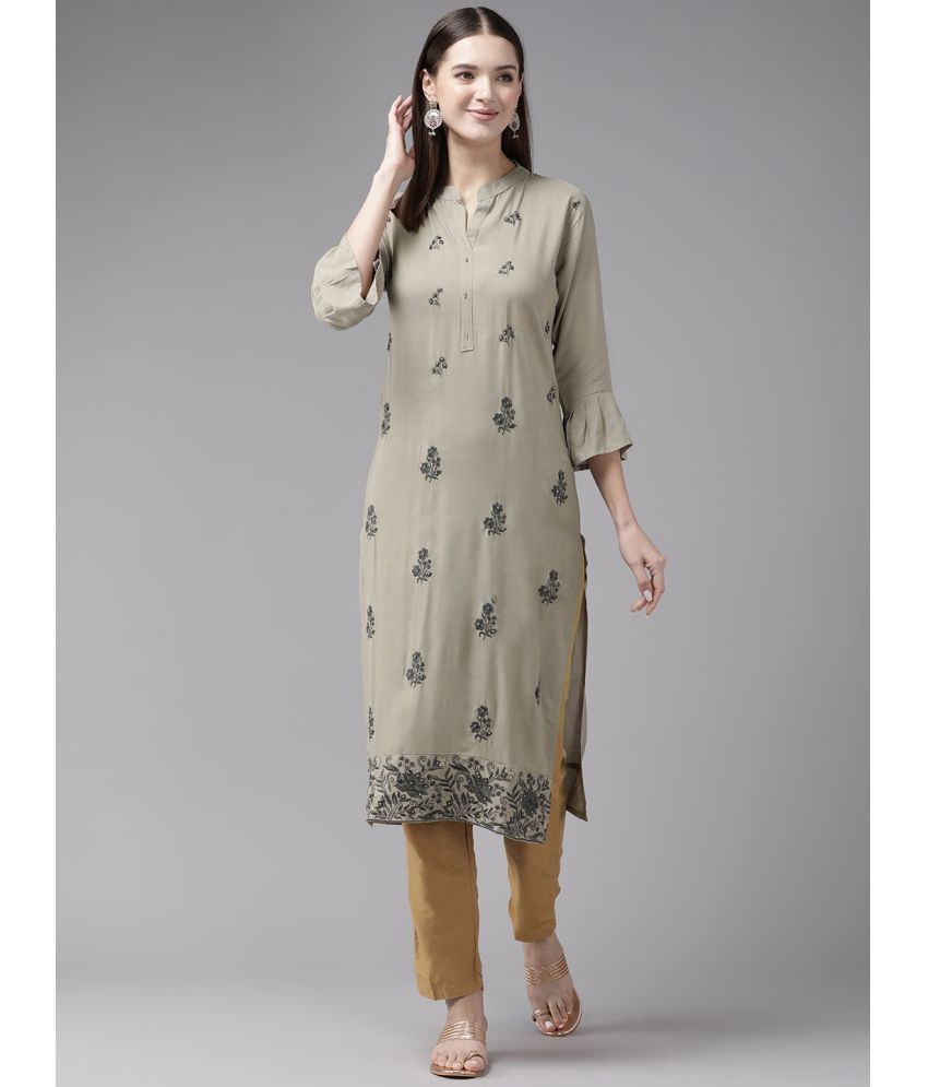     			Aarika Silk Embroidered Straight Women's Kurti - Grey ( Pack of 1 )