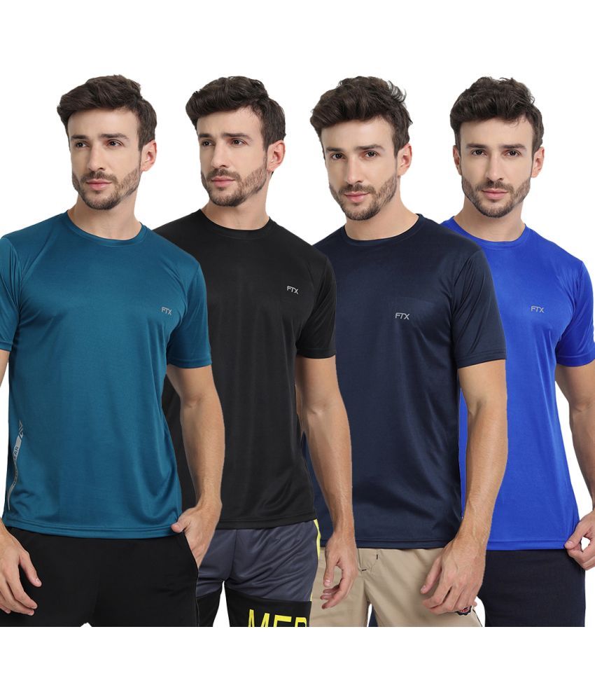     			FTX Polyester Regular Fit Solid Half Sleeves Men's T-Shirt - Multicolor ( Pack of 4 )