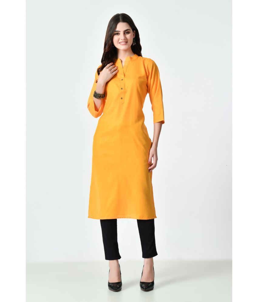     			MAURYA Cotton Blend Solid Straight Women's Kurti - Orange ( Pack of 1 )