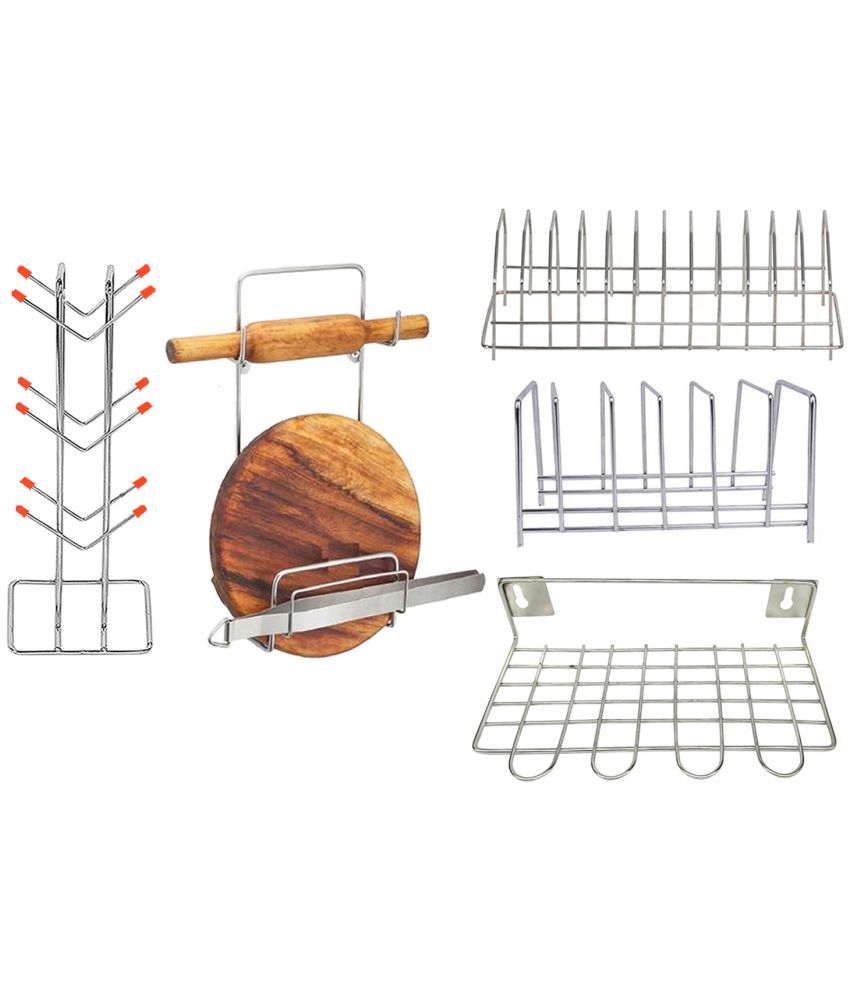     			OC9 Silver Stainless Steel Storage Racks ( Pack of 5 )