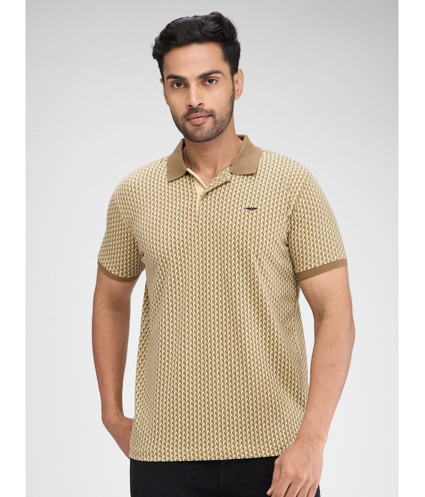     			Park Avenue Cotton Blend Slim Fit Printed Half Sleeves Men's Polo T Shirt - Beige ( Pack of 1 )