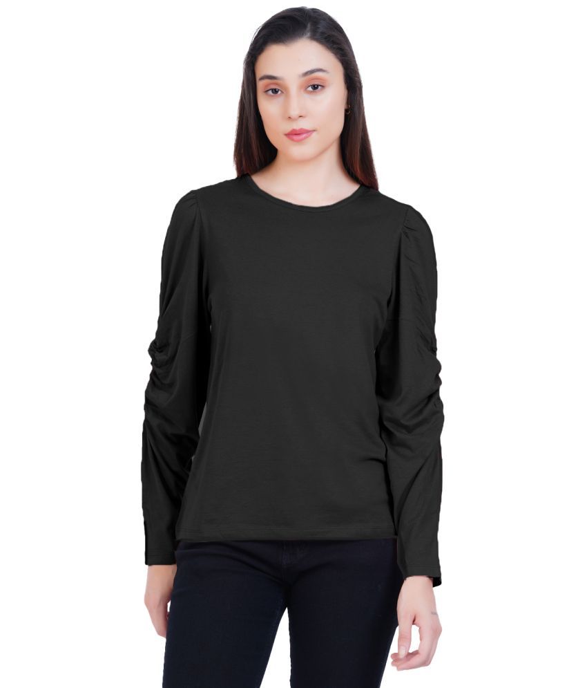     			Rad Prix Black Cotton Blend Women's Regular Top ( Pack of 1 )