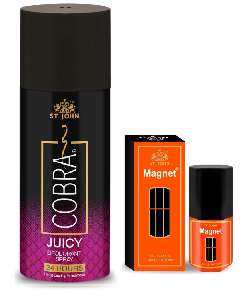     			ST.JOHN Cobra Juicy & Magnet Deodorant Spray & Perfume for Men 150ml Each (300ml) - Pack of 2