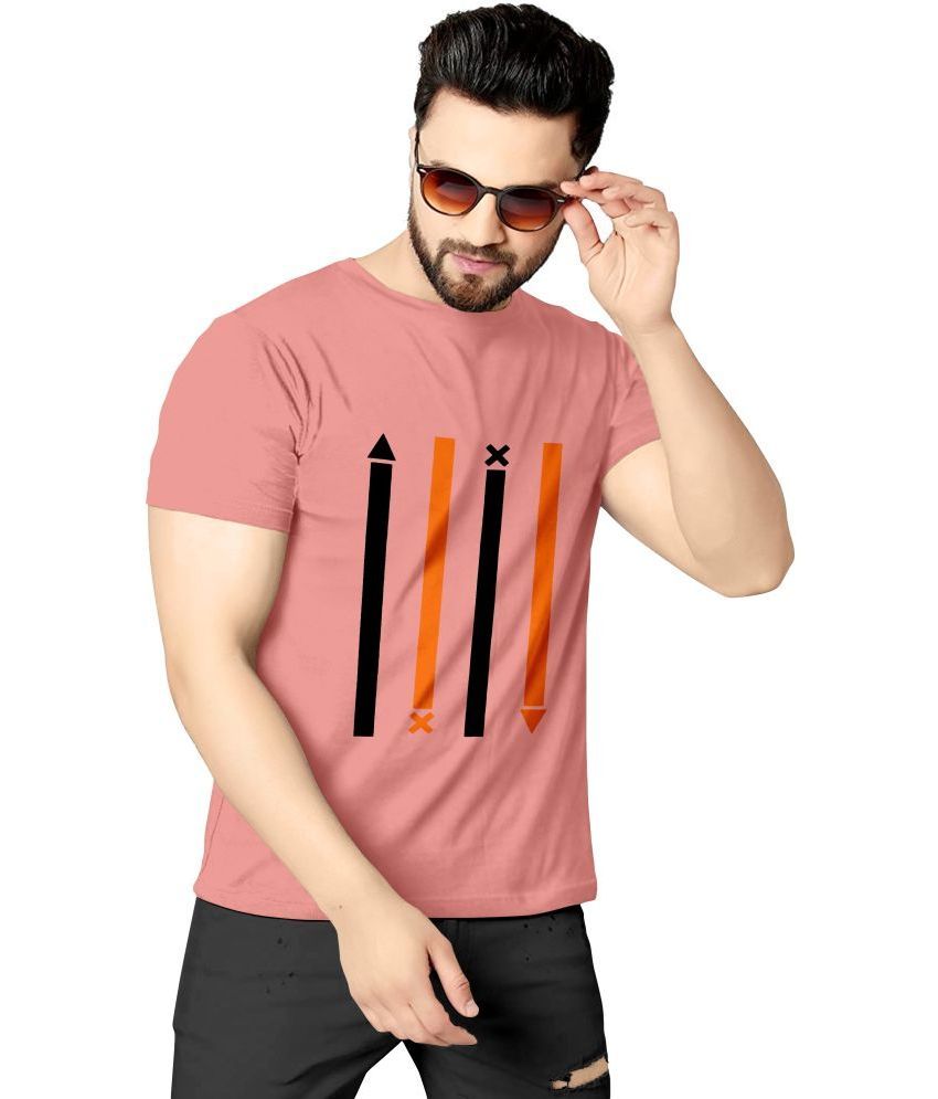     			happy khajana Polyester Regular Fit Striped Half Sleeves Men's T-Shirt - Pink ( Pack of 1 )