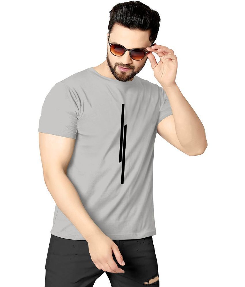     			happy khajana Polyester Regular Fit Striped Half Sleeves Men's T-Shirt - Grey ( Pack of 1 )