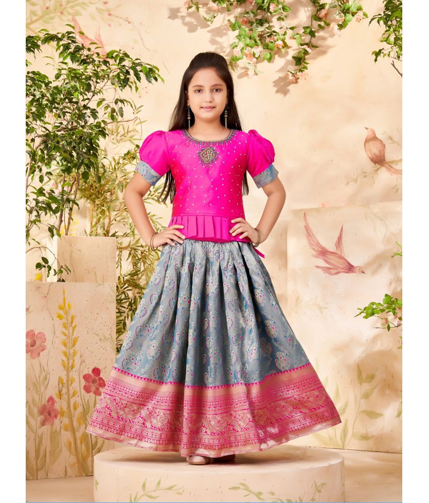     			Aarika Pink Silk Girls Lehenga Skirt ( Pack of 1 )