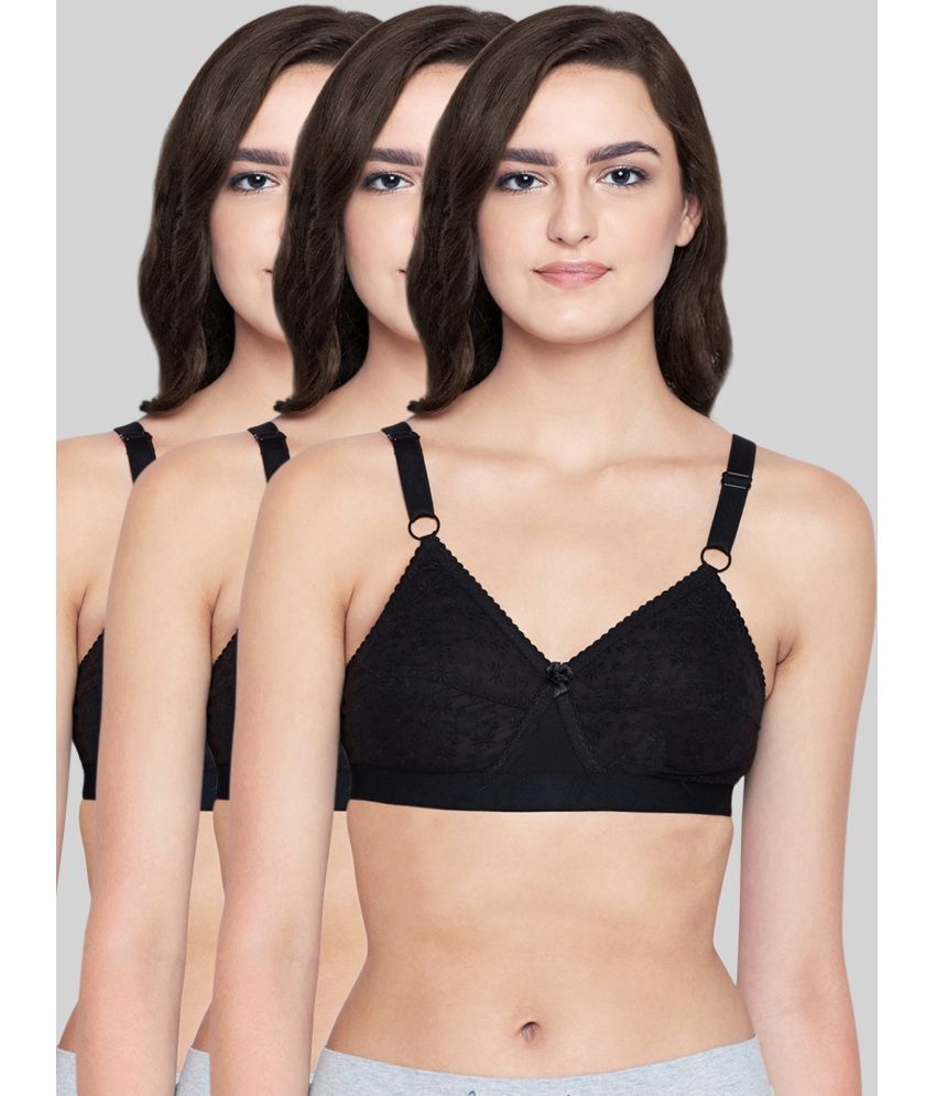     			Bodycare Black Cotton Lightly Padded Women's T-Shirt Bra ( Pack of 3 )