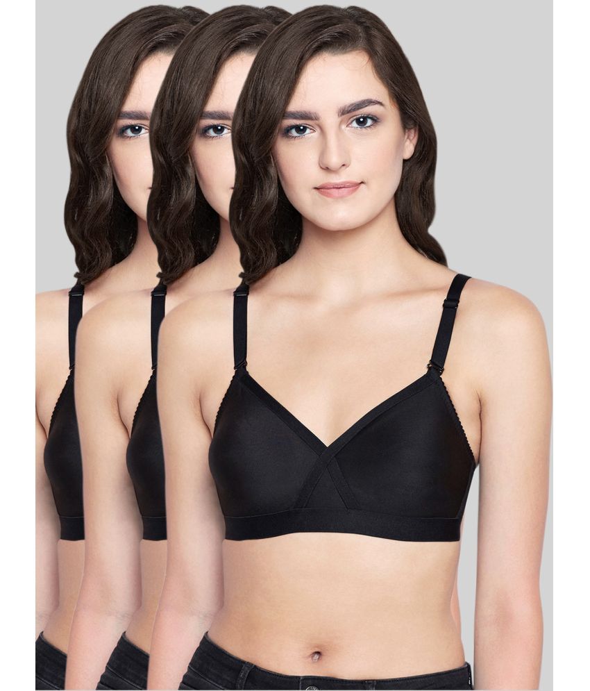     			Bodycare Black Cotton Non Padded Women's Everyday Bra ( Pack of 3 )