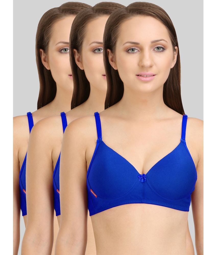     			Bodycare Blue Cotton Blend Heavily Padded Women's T-Shirt Bra ( Pack of 3 )