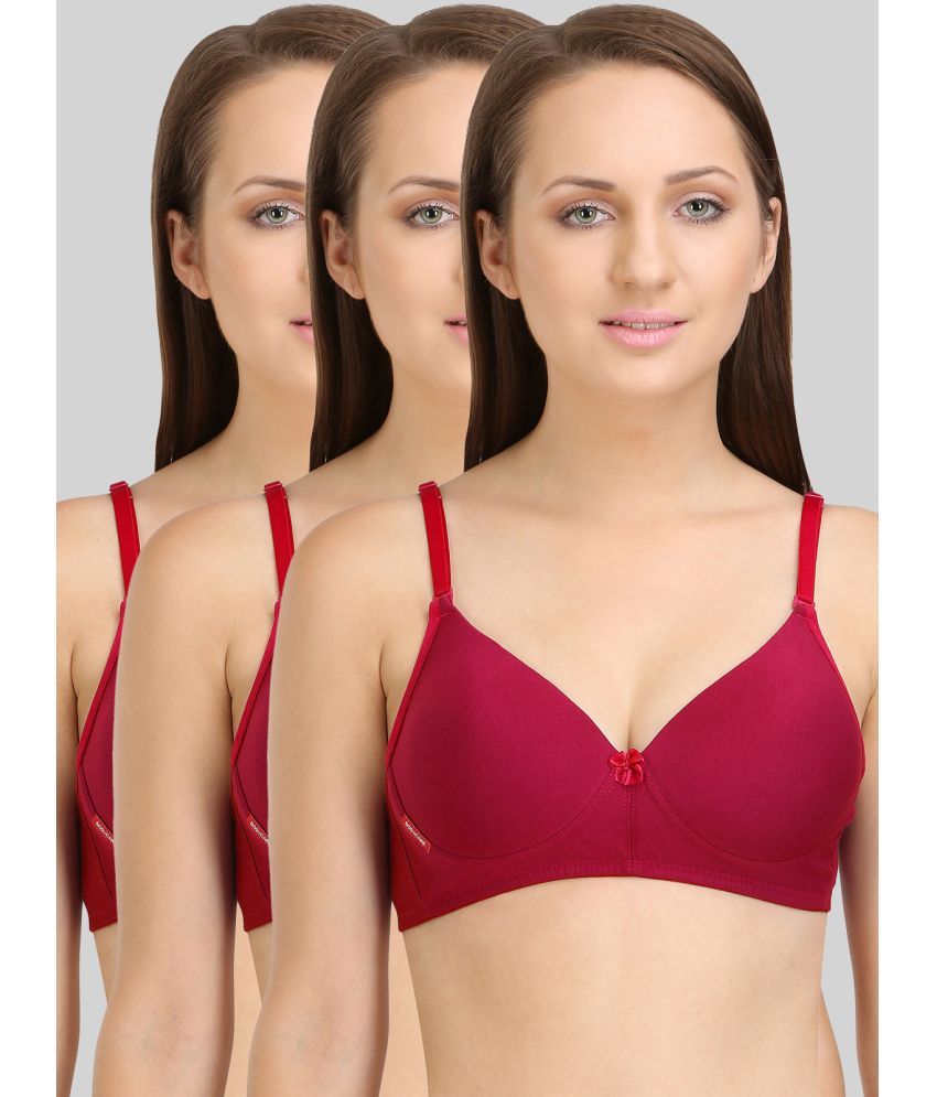     			Bodycare Maroon Cotton Blend Heavily Padded Women's T-Shirt Bra ( Pack of 3 )