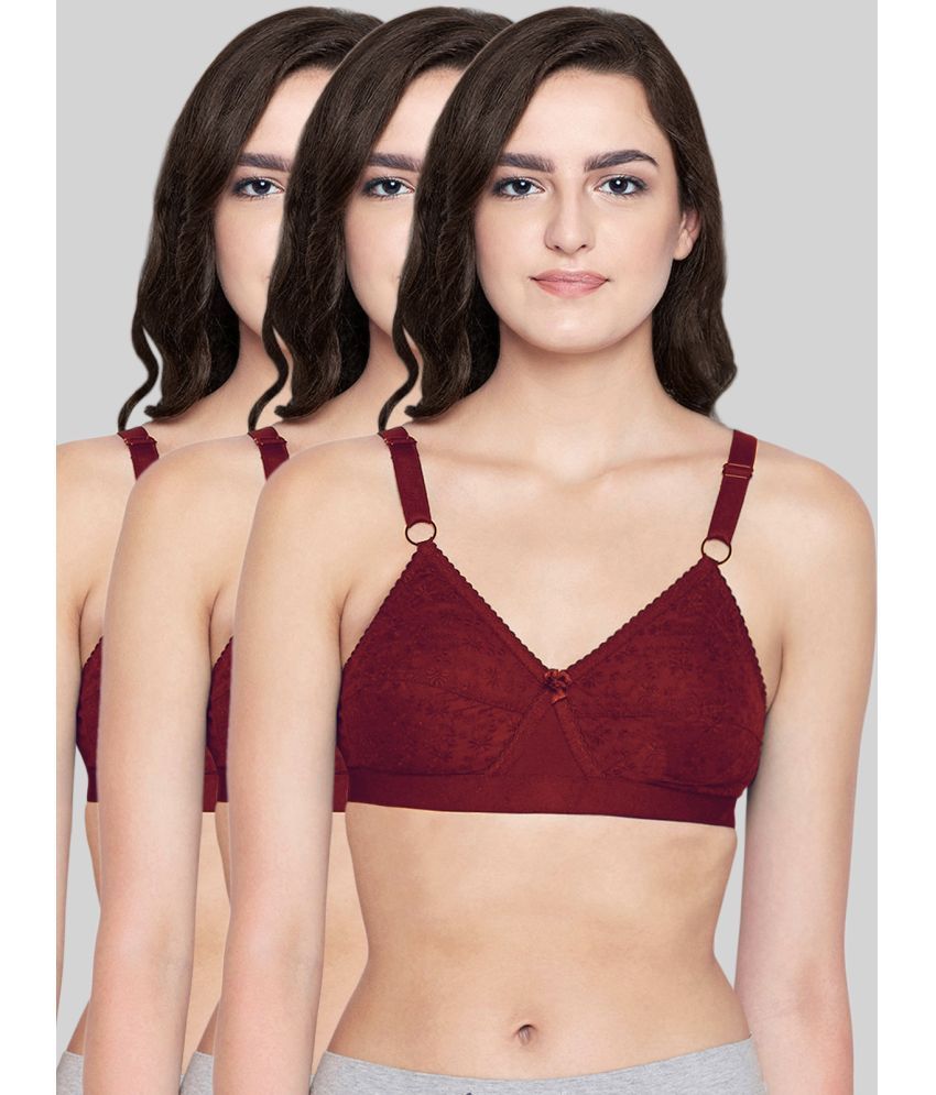     			Bodycare Maroon Cotton Lightly Padded Women's T-Shirt Bra ( Pack of 3 )